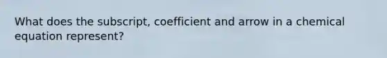 What does the subscript, coefficient and arrow in a chemical equation represent?