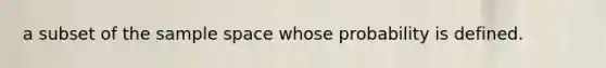 a subset of the sample space whose probability is defined.