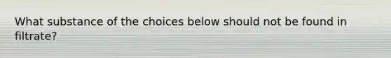 What substance of the choices below should not be found in filtrate?