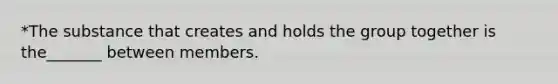 *The substance that creates and holds the group together is the_______ between members.