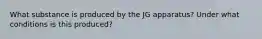 What substance is produced by the JG apparatus? Under what conditions is this produced?