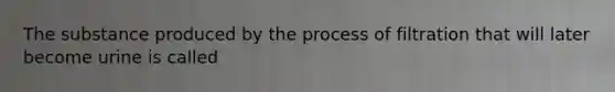 The substance produced by the process of filtration that will later become urine is called