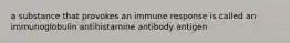 a substance that provokes an immune response is called an immunoglobulin antihistamine antibody antigen