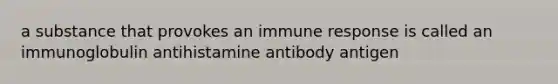 a substance that provokes an immune response is called an immunoglobulin antihistamine antibody antigen