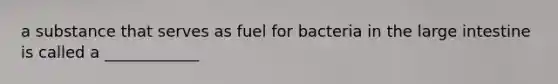 a substance that serves as fuel for bacteria in the <a href='https://www.questionai.com/knowledge/kGQjby07OK-large-intestine' class='anchor-knowledge'>large intestine</a> is called a ____________