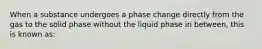 When a substance undergoes a phase change directly from the gas to the solid phase without the liquid phase in between, this is known as: