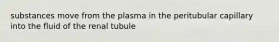 substances move from the plasma in the peritubular capillary into the fluid of the renal tubule