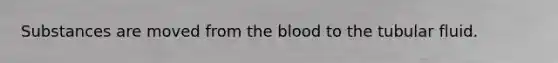 Substances are moved from the blood to the tubular fluid.