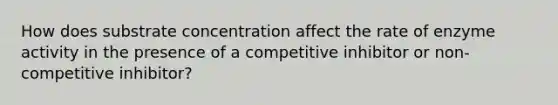 How does substrate concentration affect the rate of enzyme activity in the presence of a competitive inhibitor or non-competitive inhibitor?