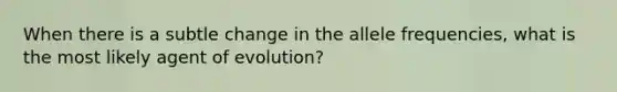 When there is a subtle change in the allele frequencies, what is the most likely agent of evolution?