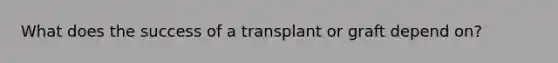 What does the success of a transplant or graft depend on?