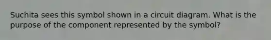 Suchita sees this symbol shown in a circuit diagram. What is the purpose of the component represented by the symbol?