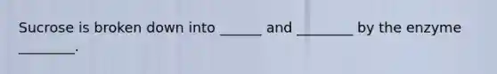 Sucrose is broken down into ______ and ________ by the enzyme ________.