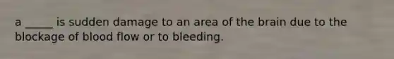 a _____ is sudden damage to an area of the brain due to the blockage of blood flow or to bleeding.