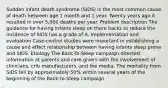 Sudden infant death syndrome (SIDS) is the most common cause of death between age 1 month and 1 year. Twenty years ago it resulted in over 5,000 deaths per year. Problem description The guidance for having infants sleep on there backs to reduce the incidence of SIDS has a grade of A. Implementation and evaluation Case-control studies were important in establishing a cause and effect relationship between having infants sleep prone and SIDS. Etiology The Back-To-Sleep campaign directed information at parents and care-givers with the involvement of clinicians, crib manufacturers, and the media. The mortality from SIDS fell by approximately 50% within several years of the beginning of the Back-to-Sleep campaign.