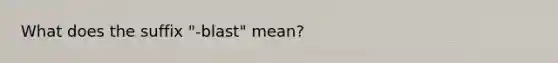 What does the suffix "-blast" mean?