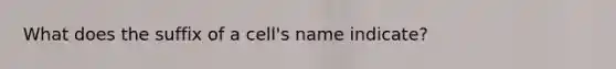 What does the suffix of a cell's name indicate?