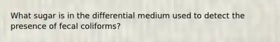 What sugar is in the differential medium used to detect the presence of fecal coliforms?