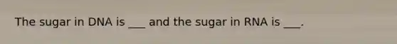 The sugar in DNA is ___ and the sugar in RNA is ___.