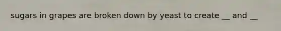 sugars in grapes are broken down by yeast to create __ and __