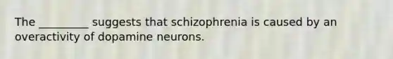 The _________ suggests that schizophrenia is caused by an overactivity of dopamine neurons.