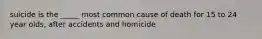 suicide is the _____ most common cause of death for 15 to 24 year olds, after accidents and homicide