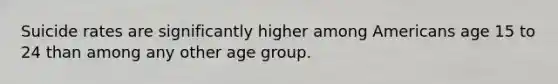 Suicide rates are significantly higher among Americans age 15 to 24 than among any other age group.