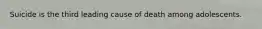Suicide is the third leading cause of death among adolescents.