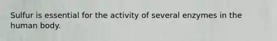 Sulfur is essential for the activity of several enzymes in the human body.