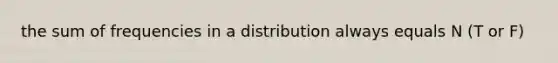 the sum of frequencies in a distribution always equals N (T or F)