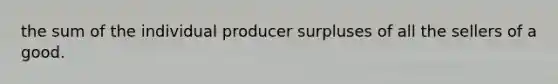 the sum of the individual producer surpluses of all the sellers of a good.