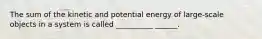 The sum of the kinetic and potential energy of large-scale objects in a system is called __________ ______.