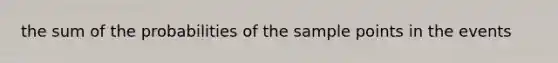 the sum of the probabilities of the sample points in the events