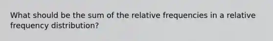 What should be the sum of the relative frequencies in a relative frequency distribution?