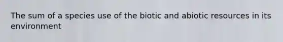 The sum of a species use of the biotic and abiotic resources in its environment