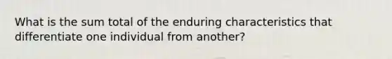 What is the sum total of the enduring characteristics that differentiate one individual from another?