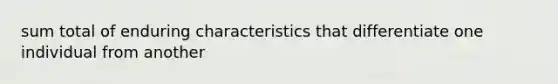 sum total of enduring characteristics that differentiate one individual from another