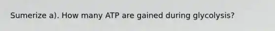 Sumerize a). How many ATP are gained during glycolysis?
