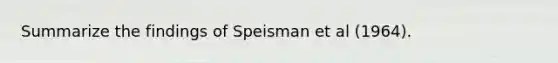 Summarize the findings of Speisman et al (1964).