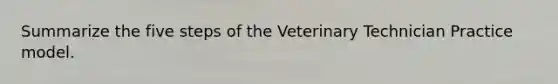 Summarize the five steps of the Veterinary Technician Practice model.