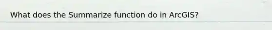 What does the Summarize function do in ArcGIS?