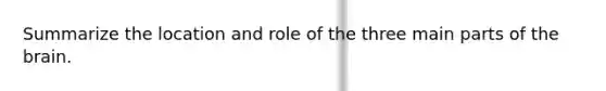 Summarize the location and role of the three main parts of the brain.