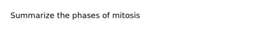 Summarize the phases of mitosis