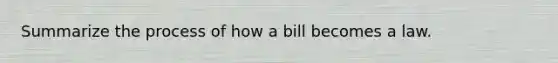 Summarize the process of <a href='https://www.questionai.com/knowledge/k7AV00XbqE-how-a-bill-becomes-a-law' class='anchor-knowledge'>how a bill becomes a law</a>.