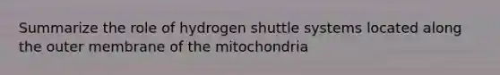 Summarize the role of hydrogen shuttle systems located along the outer membrane of the mitochondria