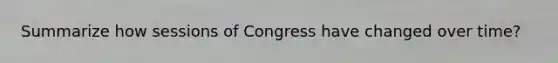 Summarize how sessions of Congress have changed over time?