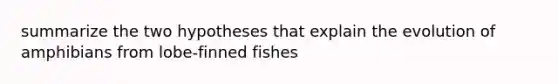 summarize the two hypotheses that explain the evolution of amphibians from lobe-finned fishes