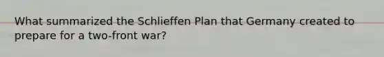 What summarized the Schlieffen Plan that Germany created to prepare for a two-front war?