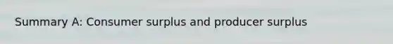 Summary A: Consumer surplus and producer surplus