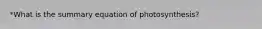 *What is the summary equation of photosynthesis?